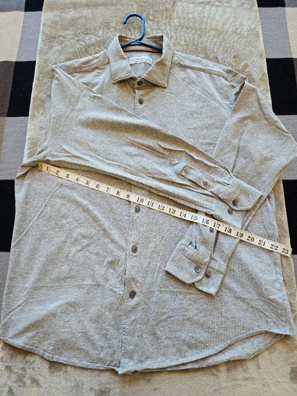 Victor Emmanuel Grey Knit Long-Sleeve Button-Up Shirt - Size L - EUC - Picture 4 of 8